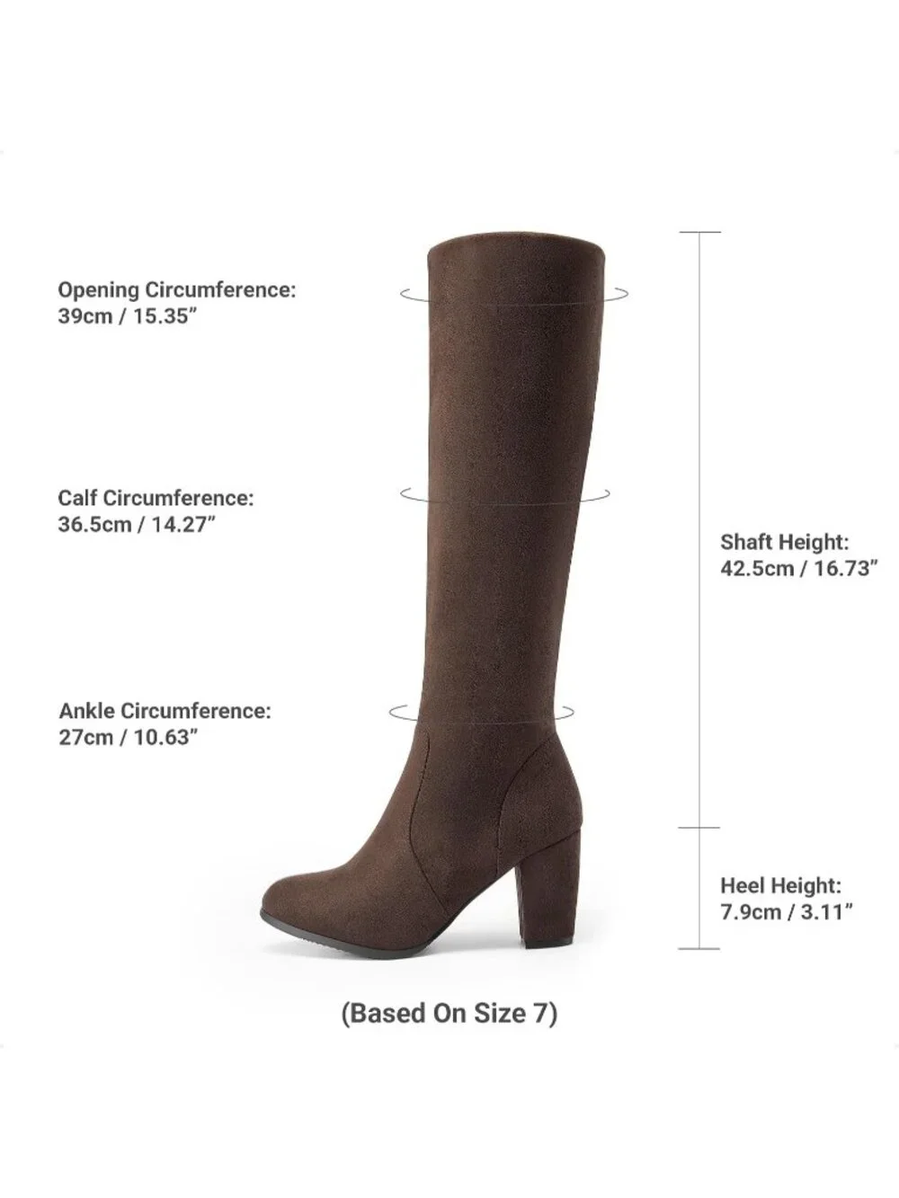 Women's Dark Brown Faux Fur Lined Square Toe Side Zipper Knee High Riding Boots